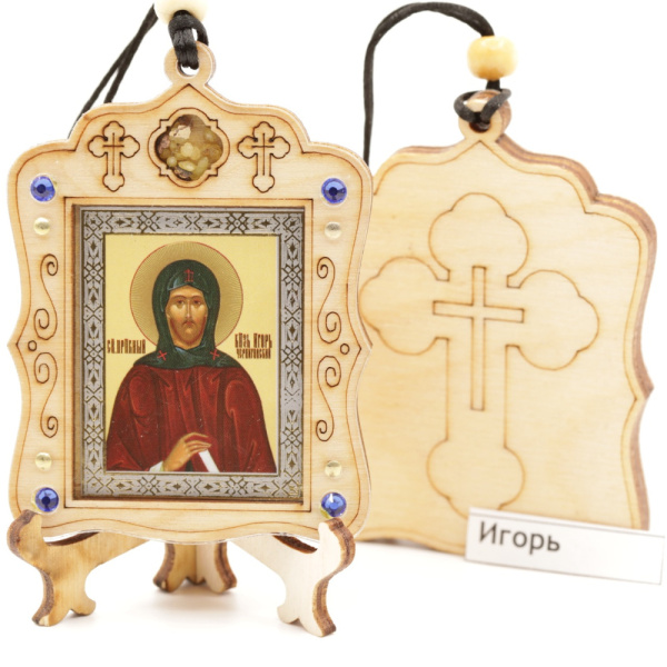 Авто икона (ERM) с подставкой 4х3,5см, Игорь