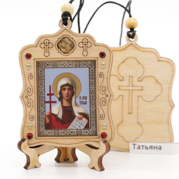 Авто икона (ERM) с подставкой 4х3,5см, Татьяна