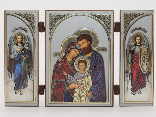 Складень (IMP) 6х9 МДФ СО СТВОРКАМИ, Святое семейство (Визант, серебро, цвет)