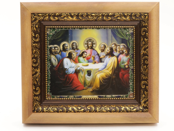 КИОТ 15х18 (ERM) ДЕРЕВО, ЗОЛОТОЙ багет, Тайная Вечеря