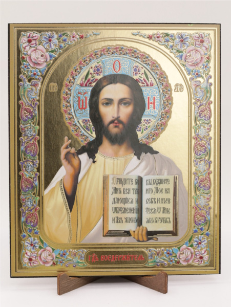 Икона на оргалите 15x18 (тисн), 001 Белый тон, Спаситель (2)