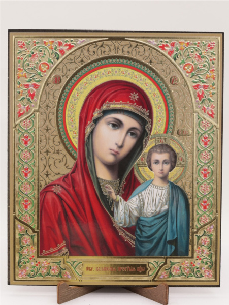 Икона на оргалите 15x18 (тисн), 014 КраснСиний тон, Казанская (2)