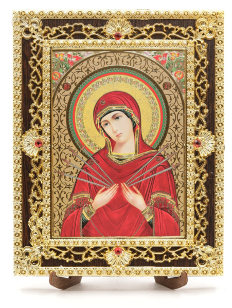 Икона 17x22 (ERM) на планшете, ЗОЛОТОЙ АЖУР, Семистрельная №14