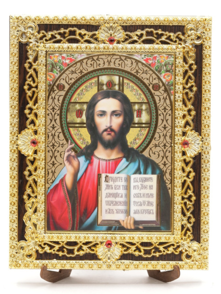 Икона 17x22 (ERM) на планшете, ЗОЛОТОЙ АЖУР, Спаситель №14