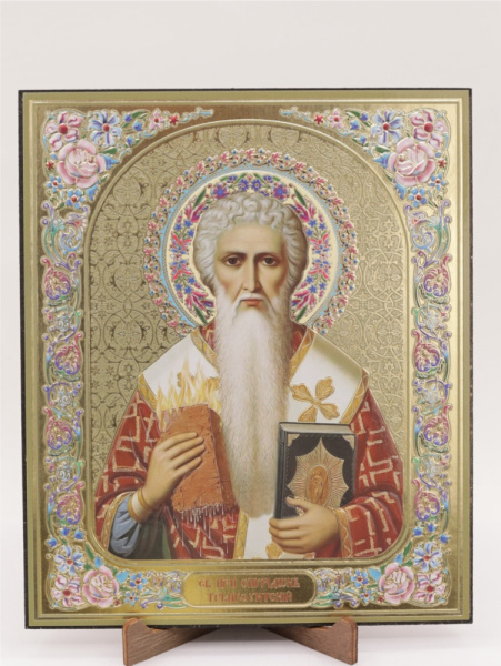 Икона на оргалите 15x18 (тисн), 001 Спиридон Тримифунтский (2)