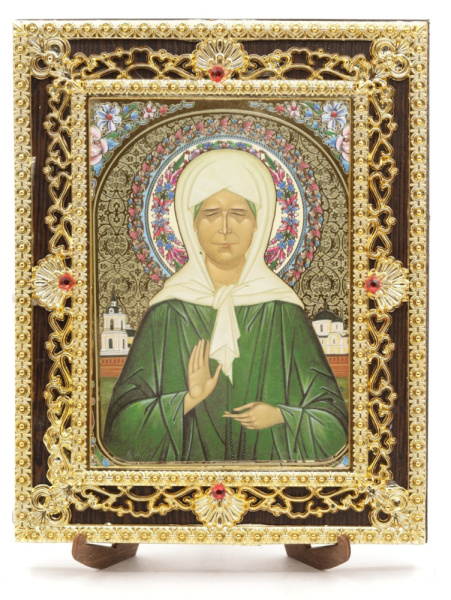 Икона 17x22 (ERM) на планшете, ЗОЛОТОЙ АЖУР, Матрона Московская