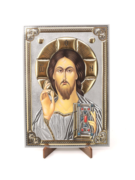Лик полигр. 11х16, Серебро, Спаситель (визант)