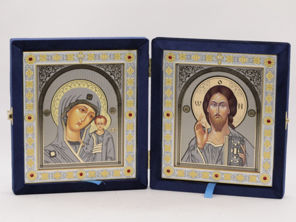 Складень (ERM) 15х18  бархат Вставка металл, СИНИЙ №4