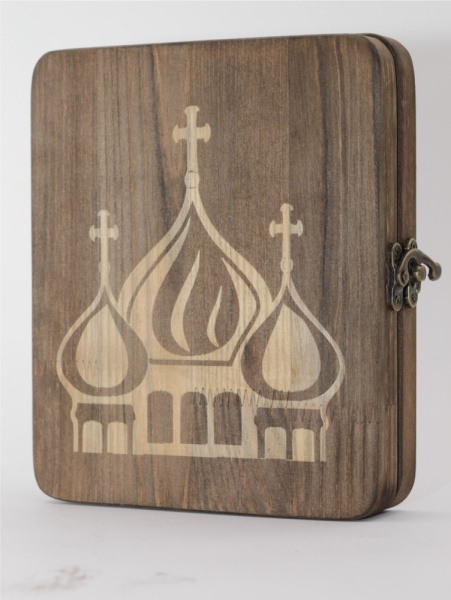 Складень (ERM) 11x13 ДЕРЕВО под старину, вставка металл с камнями (2)