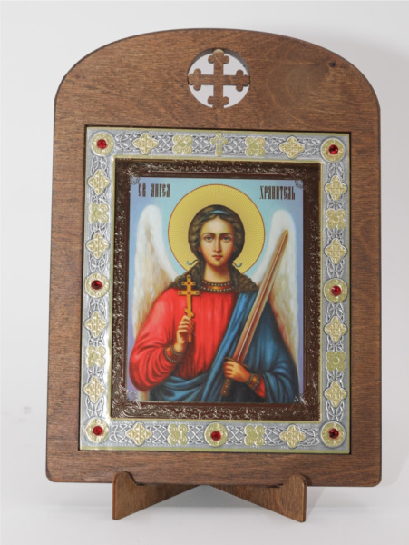 Икона 11x13 (ERM) деревянная, вставка металл, Ангел Хранитель (поясн) (2)