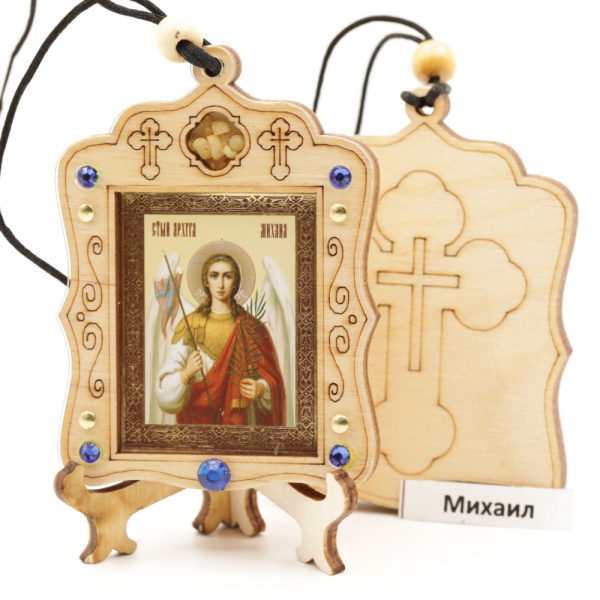 Авто икона (ERM) с подставкой 4х3,5см, Михаил