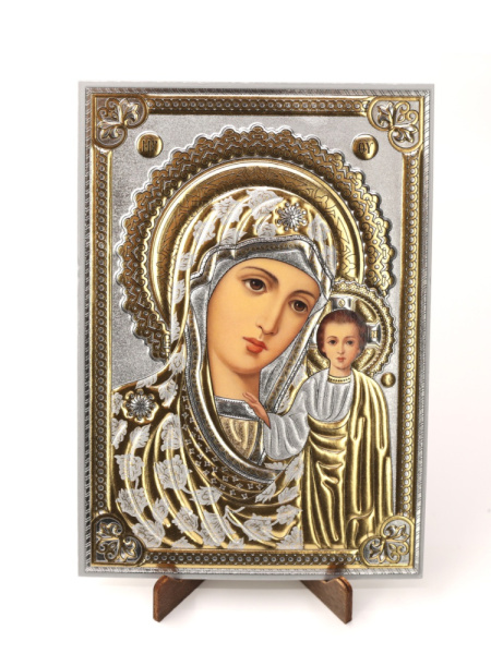 Лик полигр. 11х16, Серебро, Казанская (академ) — крупный размер