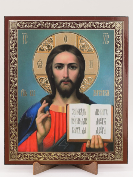 Икона на оргалите 15x18 (тисн), 005 КраснСиний тон, Спаситель (2)