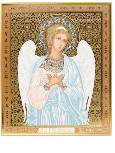 Лик полигр. 15х18, УФ-лак, прямая рамка Ангел Хранитель