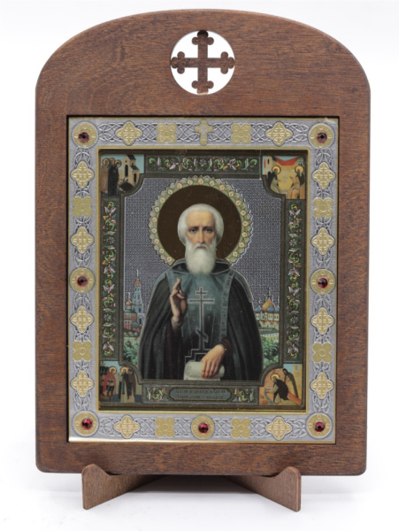 Икона 11x13 (ERM) деревянная, вставка металл, Сергий Радонежский 2