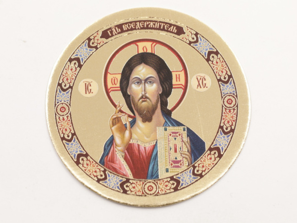 Икона круг D5см, Спаситель (Визант)