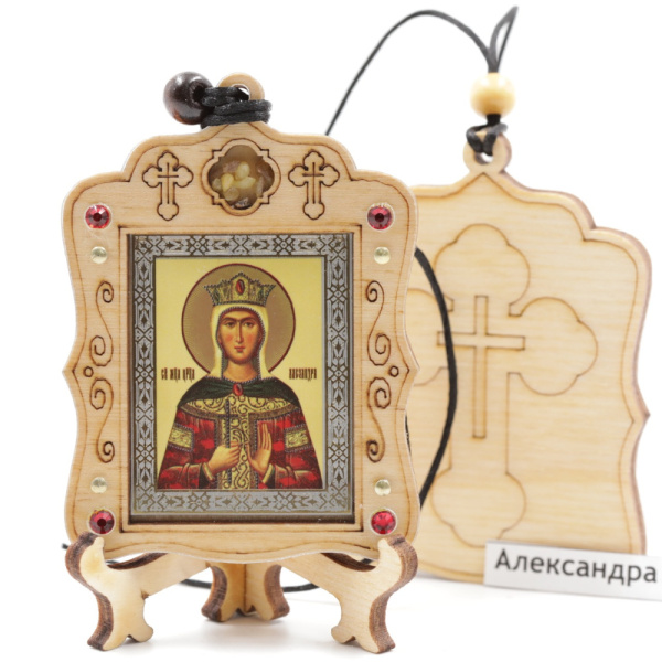 Авто икона (ERM) с подставкой 4х3,5см, Александра