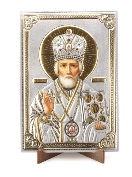 Лик полигр. 11х16, Серебро, Николай Чудотворец (академ)