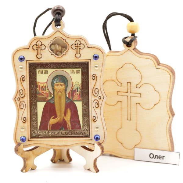 Авто икона (ERM) с подставкой 4х3,5см, Олег