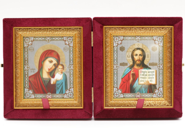 Складень (ERM) 11х13 бархат, Багет золото, БОРДО №014