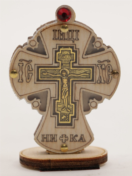 Авто ПОДВЕСКА (ERM) малая КРЕСТ фигурный, 5х3,5см, ЗОЛОТО