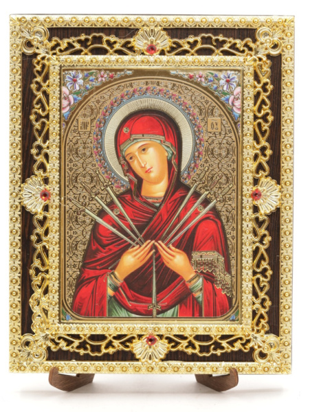 Икона 17x22 (ERM) на планшете, ЗОЛОТОЙ АЖУР, Семистрельная №1