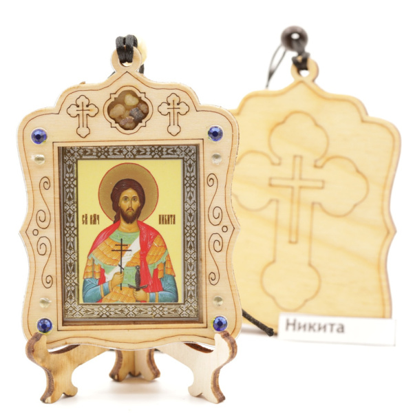 Авто икона (ERM) с подставкой 4х3,5см, Никита